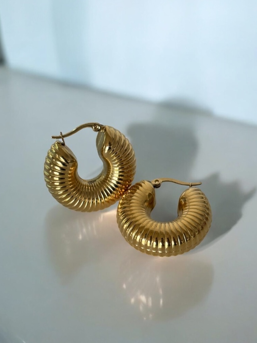 NWOT Hoop Gold Earrings 18k Gold plated &stainless Steel